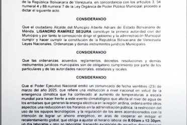 Alcaldía Alberto Adriani asume instrucción Nacional sobre el nuevo horario laboral