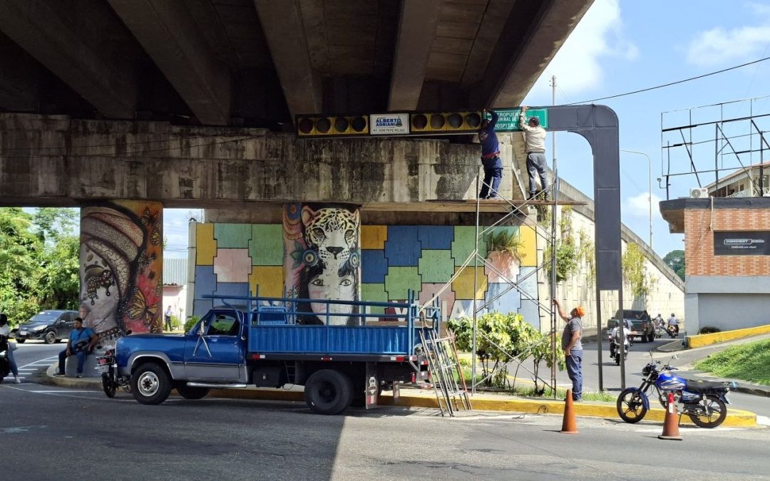 Alcalde Lisandro Segura supervisa instalación de nueva señalética en semáforos de la ciudad